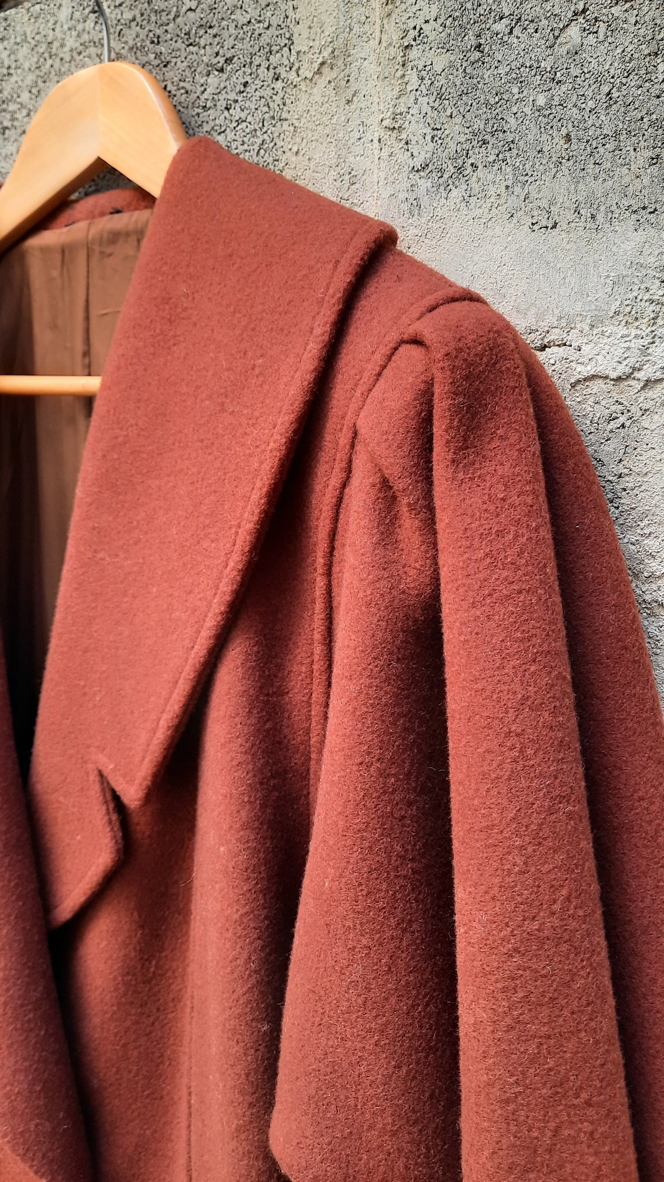 Vintage Long Brown Double Breast Wool Coat