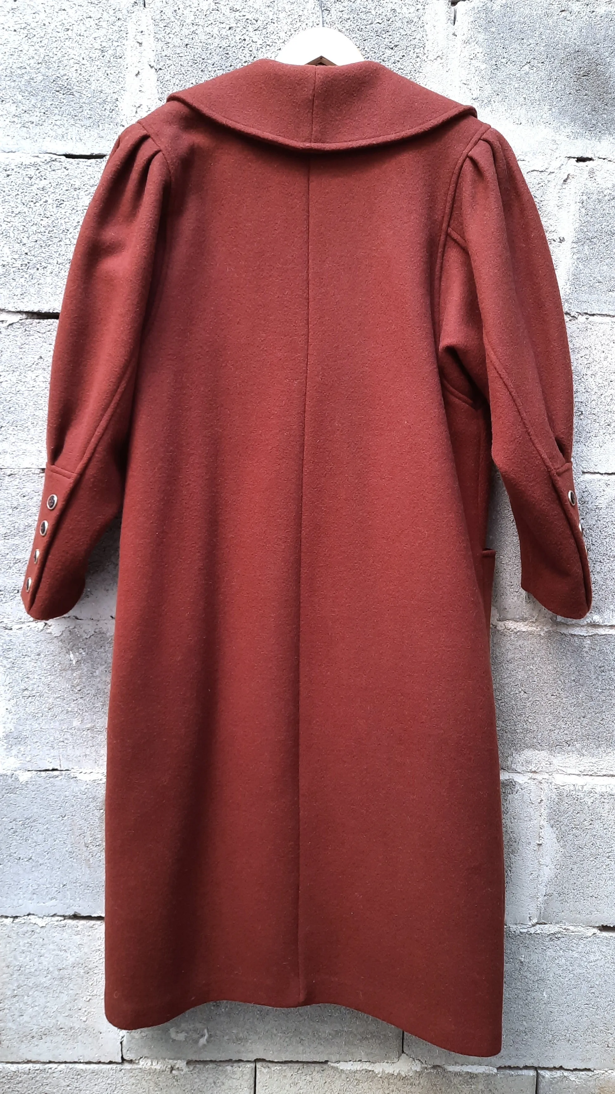 Vintage Long Brown Double Breast Wool Coat