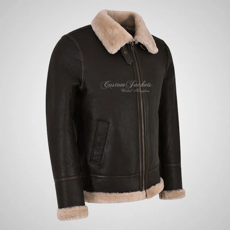 VOSTOK Men's B3 Sheepskin Flying Jacket Beige Fur Shearling Jacket