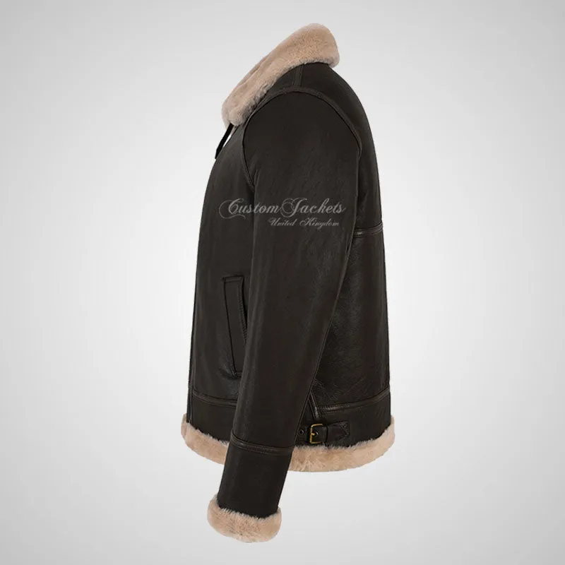 VOSTOK Men's B3 Sheepskin Flying Jacket Beige Fur Shearling Jacket