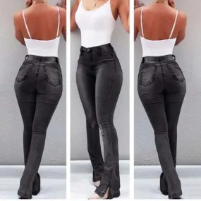 Wide Leg High Waist Stretch Jeans Sexy Pants