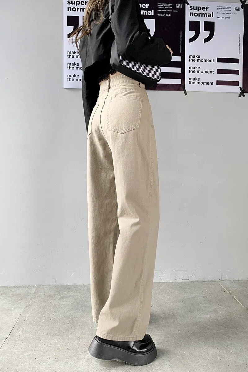 Wjczt Straight Leg Jeans For Women High Waist 2022 Trend Denim Pants Mom Jean Baggy Pants Casual Comfort Trousers Oversize
