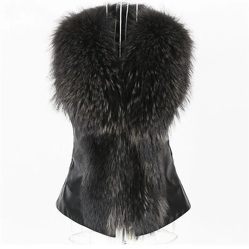 Women’s Imitation Fur Waistcoat – Short Raccoon Fur Vest, Thick Autumn & Winter Coat for Women