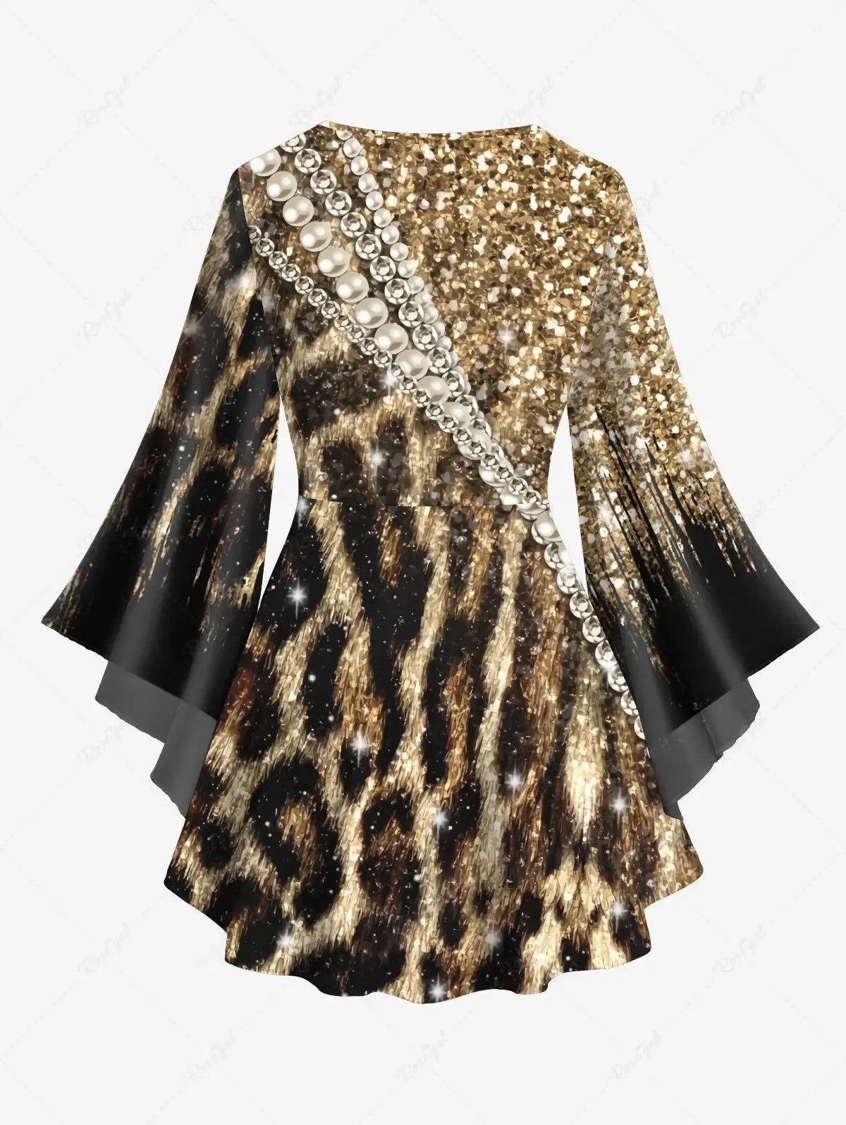 Women's Leopard Flare Sleeves Top or Skinny Leggings
