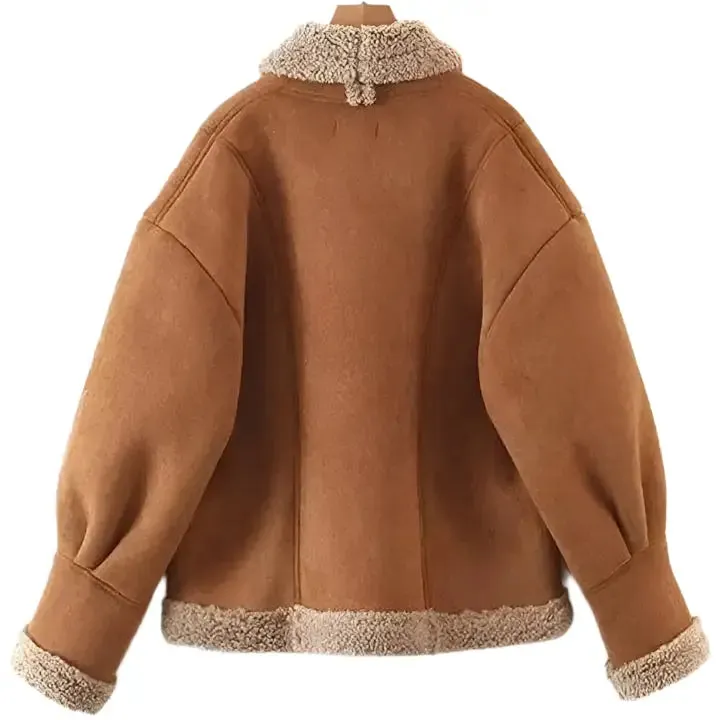 Women's RAF B3 Bomber Shearling Fur Leather Jacket - Stylish & Warm