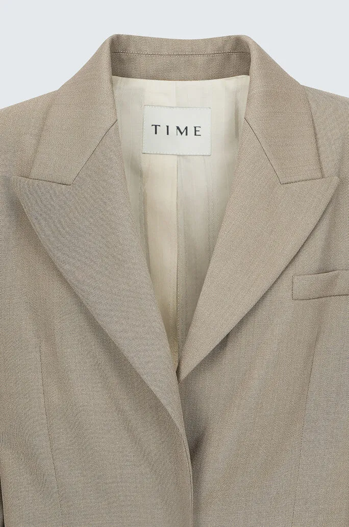 Wool Twill Single Breasted Long Coat