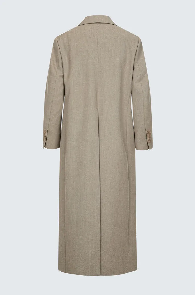 Wool Twill Single Breasted Long Coat