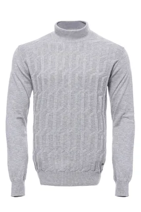 WSS Grey Patterned Half Turtleneck Sweater  - Singen