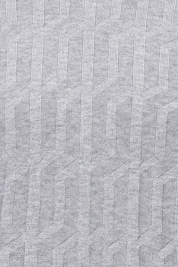 WSS Grey Patterned Half Turtleneck Sweater  - Singen
